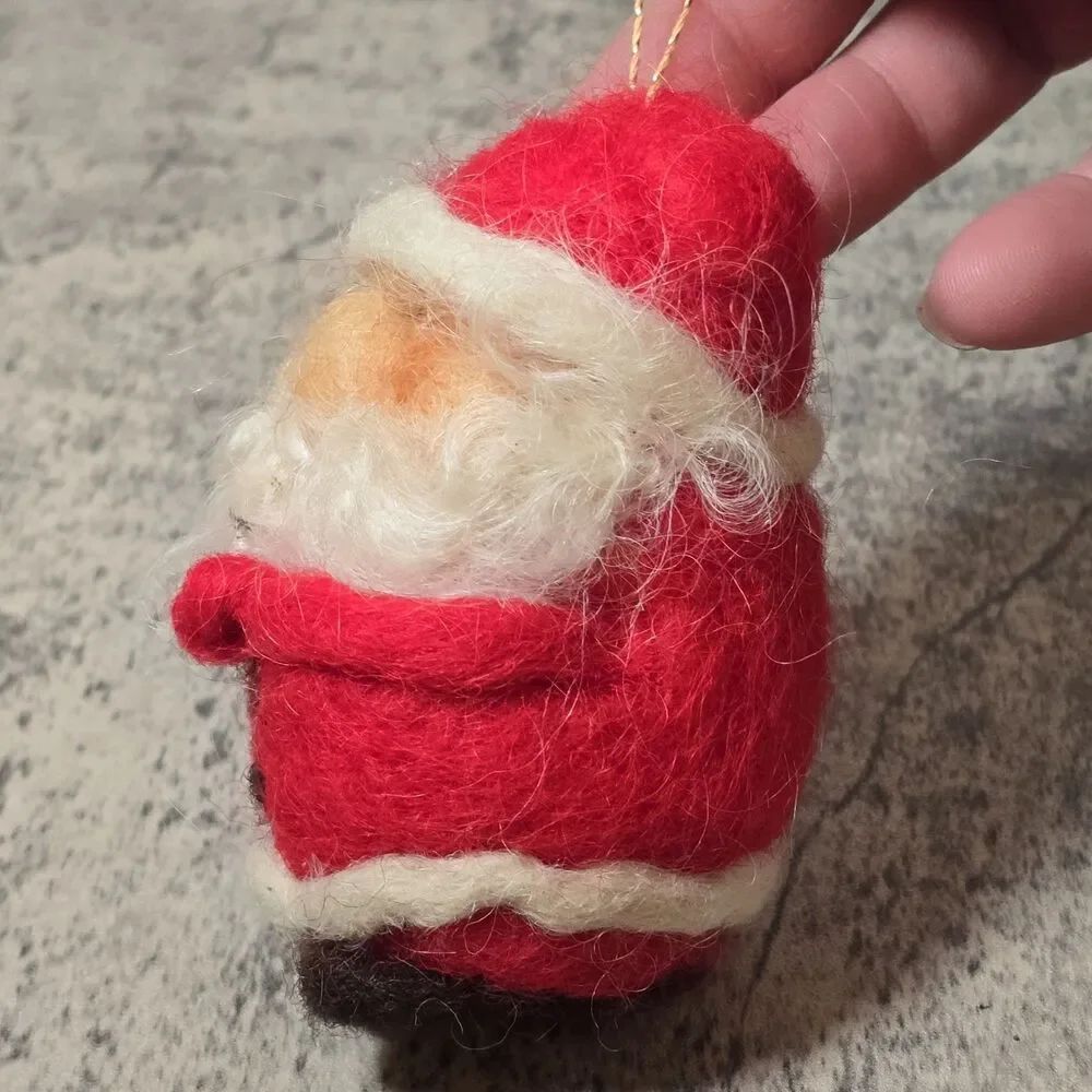 Needle Felt Wool Christmas Ornament Santa Claus Handmade Primitive Folk Art